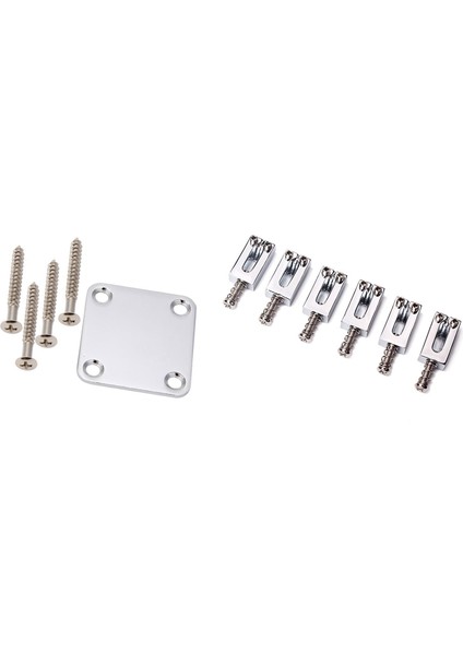 2 Set Electric Gitar Aksesuarları 1 Set Boyun Plakası Vidalı ve 1 Set Köprü Saddles Düz Set (Yurt Dışından)