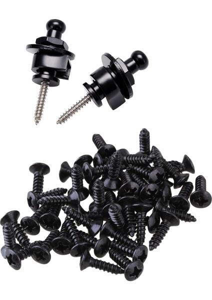 2 Set Aksesuarları 1 Set 2pcs Gitar Kayış Kilit Pimi Peg &amp 1 Set 50X Gitar Bas Vidaları Çizik Plakaları Için Pickguard Siyah (Yurt Dışından)