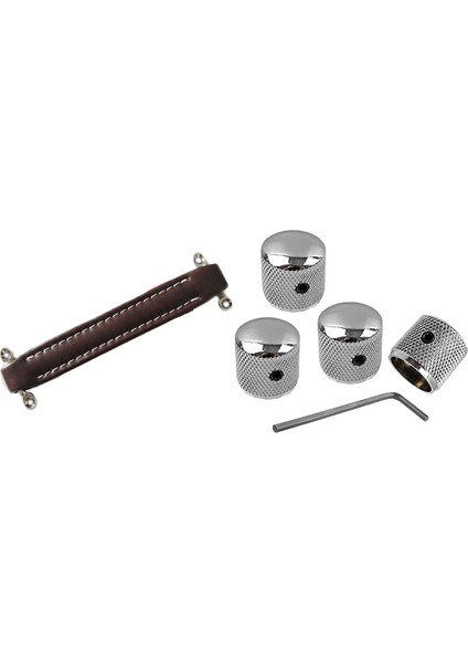 1x Kahverengi Vintage Tarzı Gitar Amplifikatör Deri Kol ve 4pcs Metal Hacim Tonu Kubbe Tonu Gitar Hızı Kontrol Düğmeleri (Yurt Dışından)