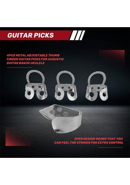 4pcs Metal Ayarlanabilir Başparmak Parmak Gitar Akustik Gitar Banjo Ukulele Için (Yurt Dışından) fırsatları