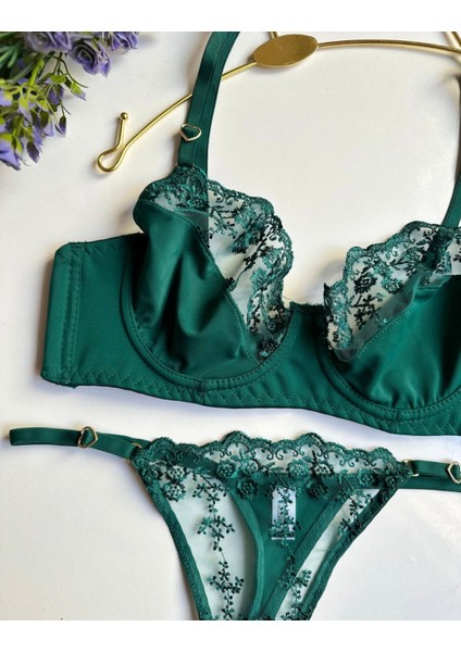 Kadın Yeşil Dantel Saten Iç Çamaşır Takımı fiyatları