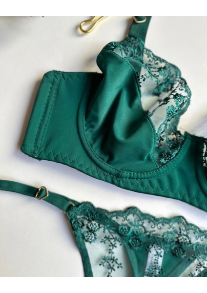 Kadın Yeşil Dantel Saten Iç Çamaşır Takımı fırsatları