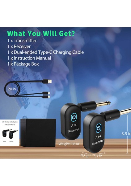 A14 Kablosuz Şanzıman Gitar Bas Elektrikli Blow Pilesi 2 4 Alıcı Verici 6 35 Alıcı Iletim Sistemi (Yurt Dışından)