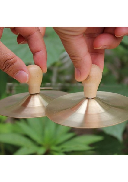 Dansçı Parti Perküsyon Enstrümanı Için Ahşap Düğmeleri Olan Topuz Zilleri ile 1 Çift Pirinç Zil (Yurt Dışından) fırsatları