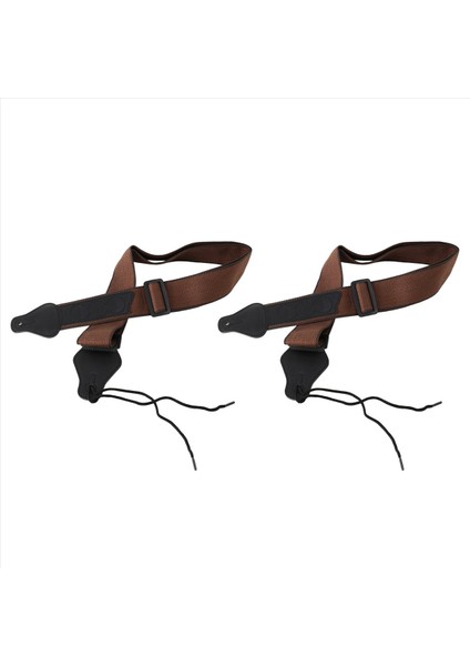 Bas Elektrik ve Akustik Gitarlar (Kahve) Için 3 Toplu Tutucu ile 2x Gitar Kayışı% 100 Yumuşak Pamuk Kayışı (Yurt Dışından)