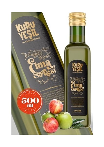 Kuru Yeşil Doğal Elma Sirkesi 500ML –%100 Katkısız, Fermente, Probiyotik Kaynaklı – Detoks, Bağışıklık ve Sindirim Desteği – Cam Şişede Sağlıklı Sirke fiyatları