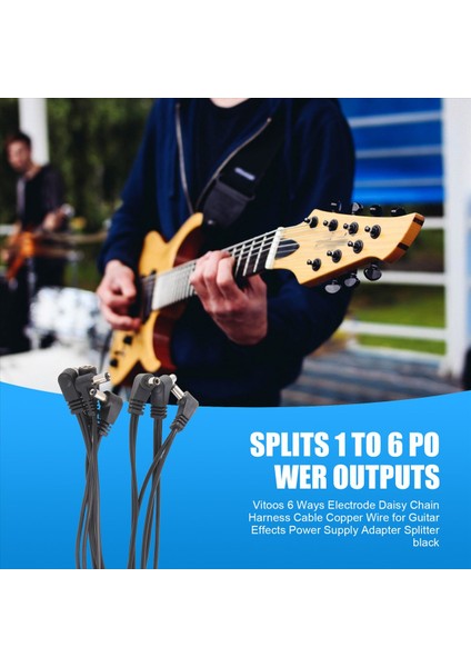 Vitoos 6 Yollar Elektrot Daisy Zincir Kablo Demeti Kablo Bakır Tel Gitar Efektleri Güç Kaynağı Adaptör Splitter Siyah (Yurt Dışından) fırsatları