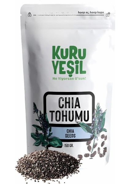 Kuru YEŞIL%100 Doğal Glutensiz Chia Tohumu - Yüksek Lif ve Protein Kaynağı Çiya Tohumu - Sindirimi Destekler, Smoothie, Yoğurt ve Salatalar Için Chia Tohumu - 150 gr fiyatları