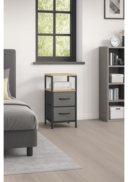 2 Raflı Komodin Deri Çekmeceli Düzenleyici Yatak Odası Organizer Metal Komodin fiyatları