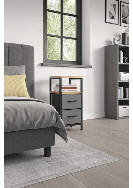 2 Raflı Komodin Deri Çekmeceli Düzenleyici Yatak Odası Organizer Metal Komodin modelleri