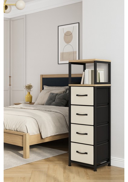 2 Raflı 4 Çekmeceli Şifonyer Deri Çekmeceli Şifonyer Yatak Odası Organizer Çok Amaçlı Düzenleyici fiyatları