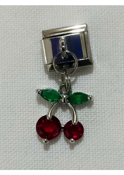 Kiraz Tasarımlı Şık Sallantılı Charm, Italyan Bileklik Uyumlu Paslanmaz Çelik fiyatları