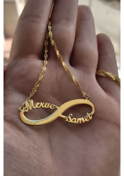 925 Ayar Gümüş 24 Ayar Altın Kaplama Sonsuzluk Kolye