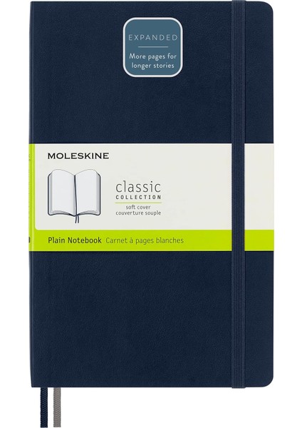 - Klasik Not Defteri, Boş Sayfalar, Yumuşak Kapak ve Elastik Kilit, Boyut 13 x 21 Cm, Renk Safir Mavi, 400 Sayfa