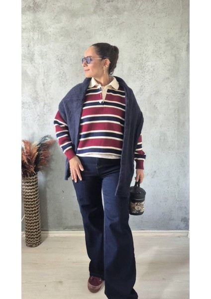 Çizgili Polo Yaka Triko