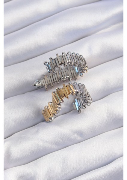 Hediye Takı Için Kadın Küpe Alaca Pirinç Tırtıklı Kalpli fiyatları