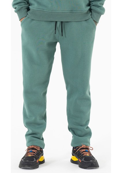 Erkek Mint Eşofman Altı Rahat Kalıp 3 Iplik Şardonlu Düz Paça