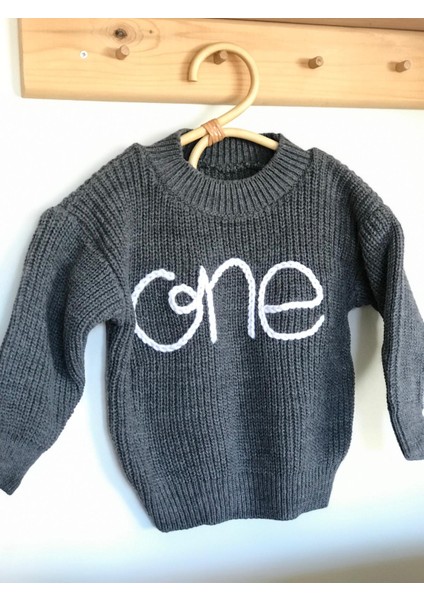 Triko Kazak Unisex Bebek Çocuk Selanik 1 Yaş One Yazılı Isimli Doğum Günü Kazak