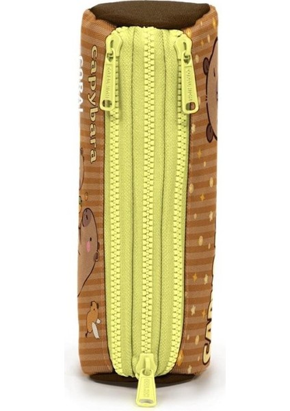 Kids Kapibara Desenli Üç Bölmeli Kalem Çantası 22099