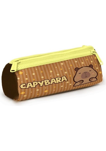 Kids Kapibara Desenli Üç Bölmeli Kalem Çantası 22099