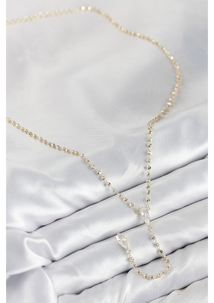 Pirinç Zirkon Taşlı Gold Renk Kadın Y Kolye - Lisinya fiyatları