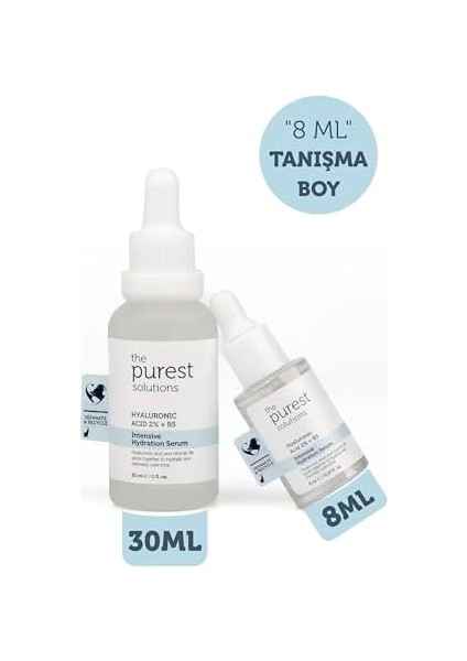 The Purest Solutions Yoğun Nemlendirme ve Dolgun Görünüm Etkili Yenileyici Hyalüronik Asit Cilt Bakım Serumu, Seyahat Boy 8 ml