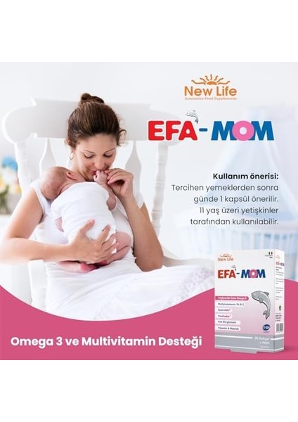 New Life Efa Mom 30 Kapsül - Omega 3 - Dha - Kolin - Magnezyum - Demir - Vitamin ve Mineraller