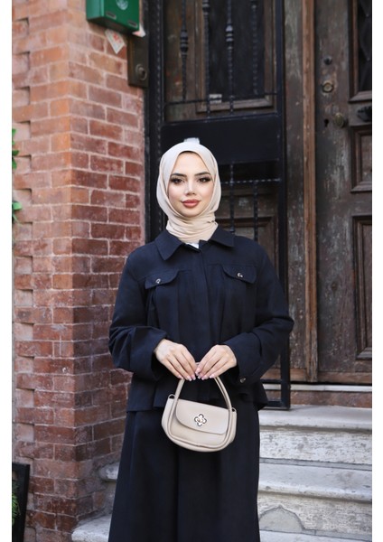 Cepli Detaylı Süet Etekli Takım modelleri