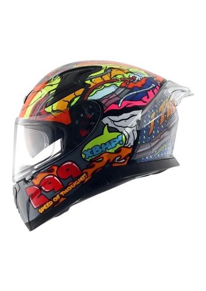 Apex BHP19 Sarı Mavi Full Face Kapalı Kask