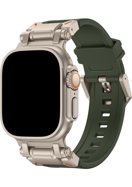 Apple Watch 11 10 46MM 9 8 7 6 Se Ultra Uyumlu 49-46-45-44-42MM Metal Pimli Tokalı Premium Silikon Kordon – Dayanıklı Spor Rubber Kayış