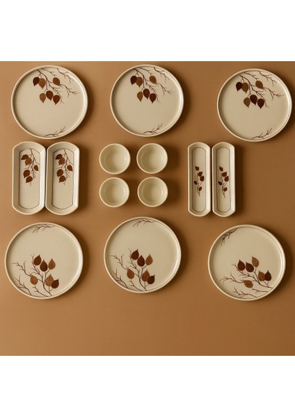 Noah Exclusıve Seramık 6 Kısılık Sonbahar 14 Parca Seramık Kahvaltı Takımı