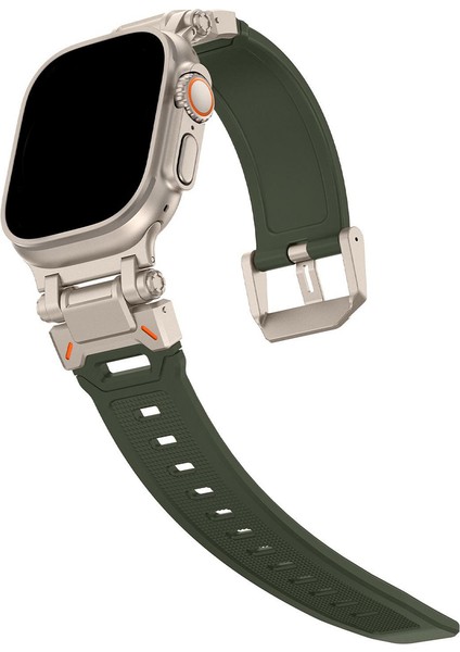 Apple Watch 11 10 46MM 9 8 7 6 Se Ultra Uyumlu 49-46-45-44-42MM Metal Pimli Tokalı Premium Silikon Kordon – Dayanıklı Spor Rubber Kayış