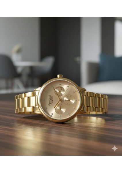 Ferrucci Kadın Kol Saati Altın Renk, Altın Kadran - Şık Metal Kordon, 2 Yıl Garantili fiyatları