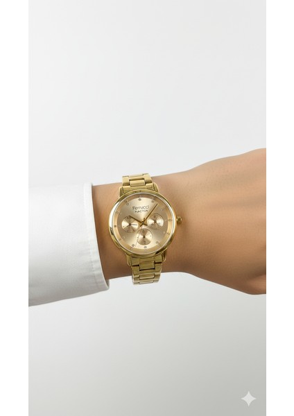 Ferrucci Kadın Kol Saati Altın Renk, Altın Kadran - Şık Metal Kordon, 2 Yıl Garantili modelleri