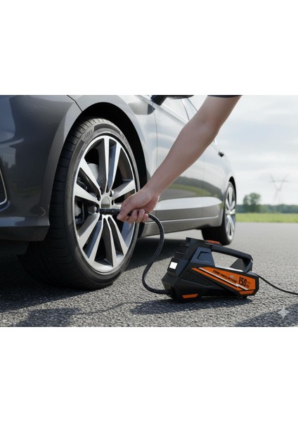 Premium Dijital Hava Kompresörü(Çakmaklık) 150 Psı Ayarlanabilir Basınç ve Aydınlatma