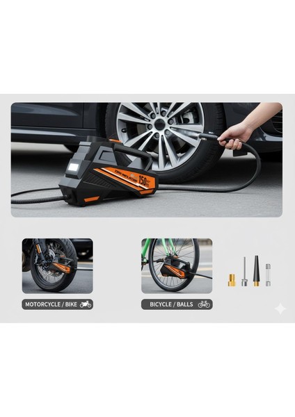 Premium Dijital Hava Kompresörü(Çakmaklık) 150 Psı Ayarlanabilir Basınç ve Aydınlatma modelleri