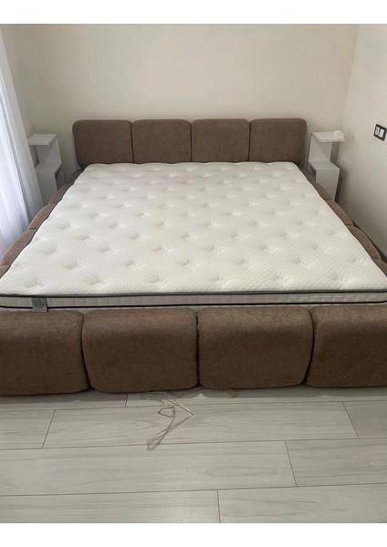 Most Oktagon Bazalı Mdf Karyola Kahverengi Bukle Kumaş Işbir Kuştüyü Sünger 160 x 200 Yatak Için(Kurulum Dahil) fiyatları