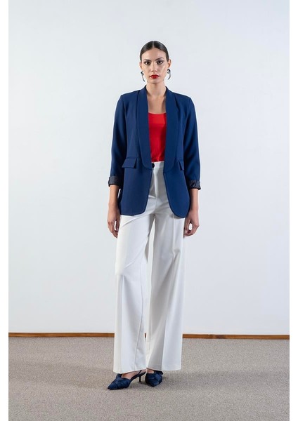 Orsilda Şal Yakada Gül Detaylı Ceket Saks indirimleri