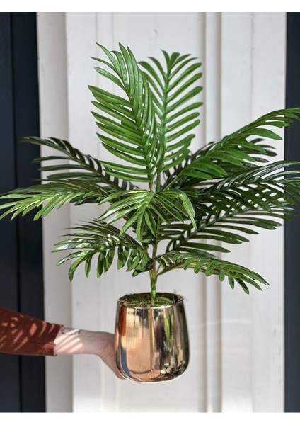 Yapay Bitkili Metal Vazo