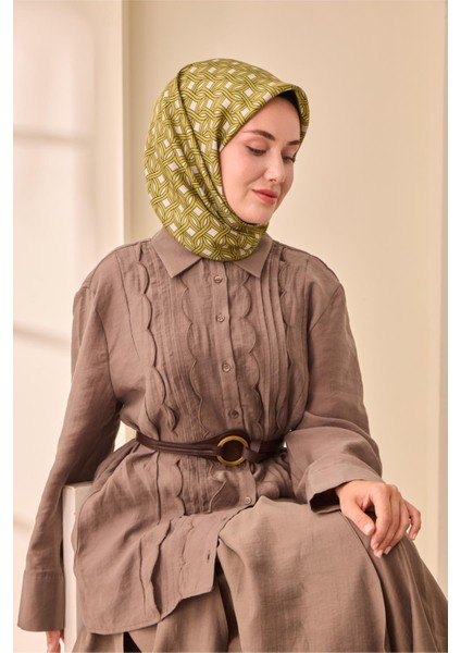 Twill Ipek Eşarp - 11479-04 Fıstık