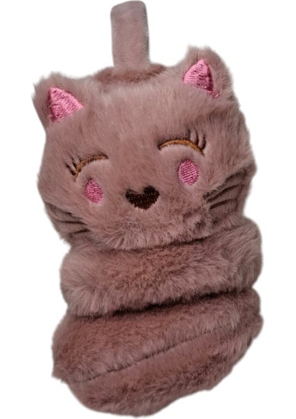 Spteks Kepp Kız Çocuk Koyu Pembe Renk Ayıcık Figürlü Sıcak Tutan Kışlık Peluş Kulaklık