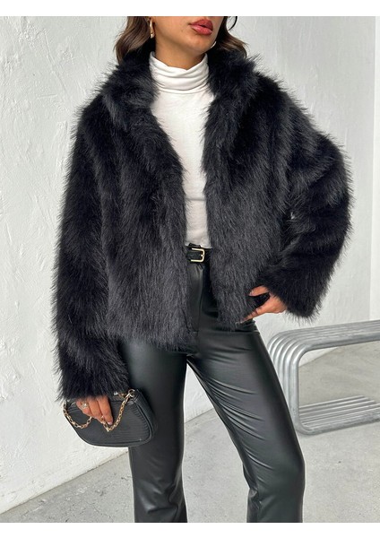 Siyah Kadın Suni Kürk Mont Modern Premium Luxury Trend Tasarım Ceket fırsatları