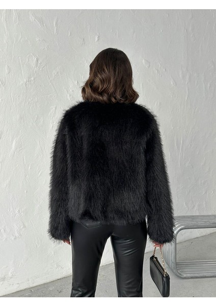 Siyah Kadın Suni Kürk Mont Modern Premium Luxury Trend Tasarım Ceket indirimleri