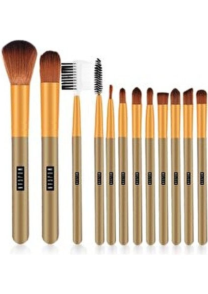 12'li Metal Kutulu Makyaj Fırça Seti Yumuşak Kıllar ile Profesyonel Kullanım İçin modelleri