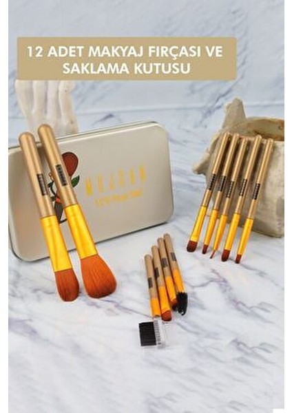12'li Metal Kutulu Makyaj Fırça Seti Yumuşak Kıllar ile Profesyonel Kullanım İçin fırsatları
