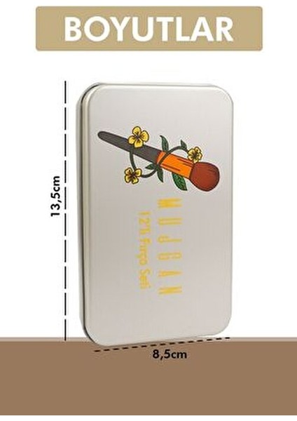 12'li Metal Kutulu Makyaj Fırça Seti Yumuşak Kıllar ile Profesyonel Kullanım İçin