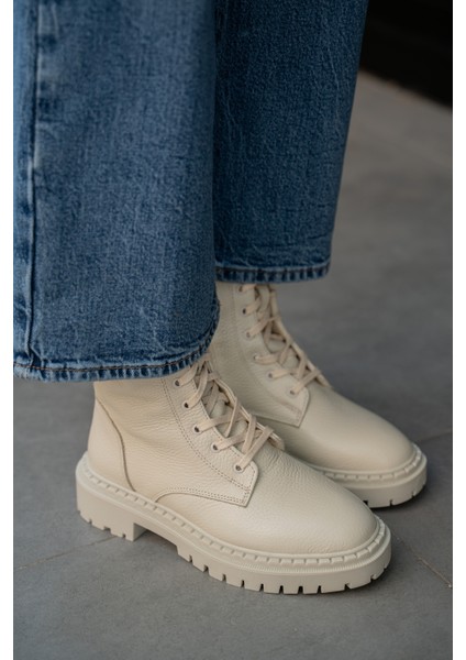 Mendy Ekru Renkli Hakiki Deri Kadın Postal fiyatları