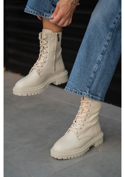 Mendy Ekru Renkli Hakiki Deri Kadın Postal fırsatları