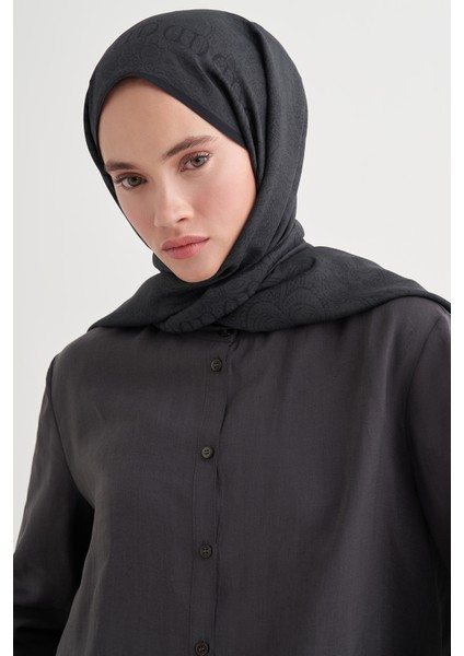 Elenora Monogram Floş Şal Antrasit