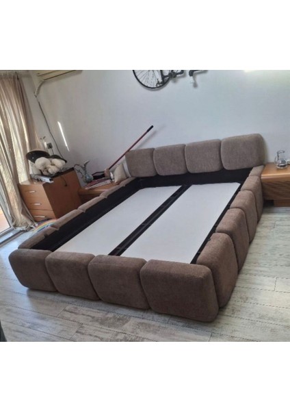 Most Oktagon Bazalı Mdf Karyola Kahverengi Bukle Kumaş Işbir Kuştüyü Sünger 180 x 200 Yatak Için(Kurulum Dahil) fiyatları